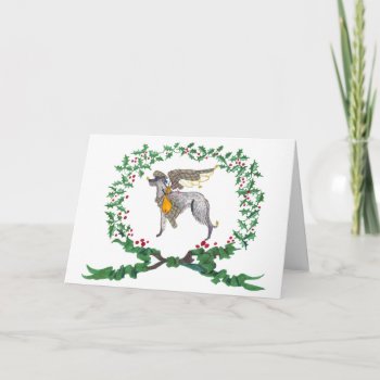 Scottish Deerhound Barking With Joy1 Holiday Card by edentities at Zazzle