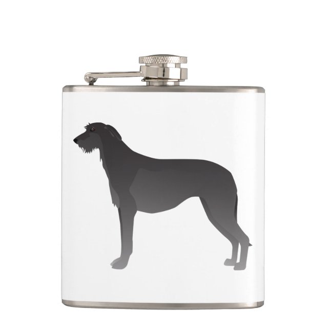 Scottish Deerhound Basic Dog Breed Silhouette Flask (Front)