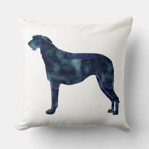 Scottish Deerhound Black Watercolor Silhouette Throw Pillow