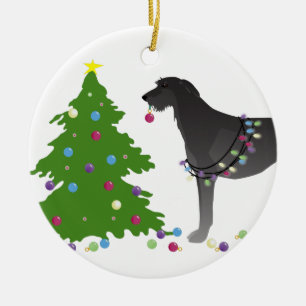 Scottish Deerhound Christmas Design Ceramic Ornament