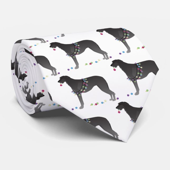 Scottish Deerhound Christmas Design Tie (Rolled)
