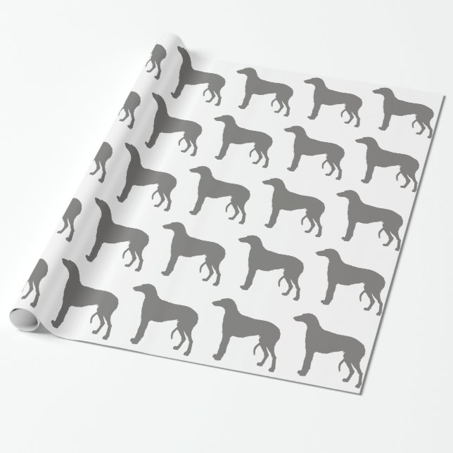scottish deerhound color silhouette wrapping paper (Unrolled)