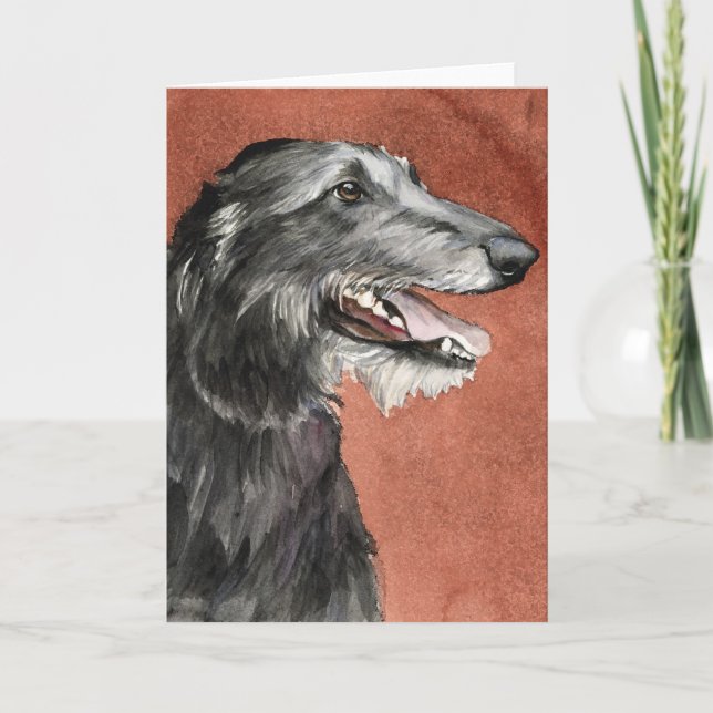 Scottish Deerhound Dog Art Greeting Card (Front)