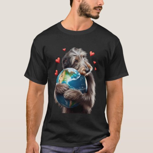 Scottish Deerhound Dog Earth Day Hug Love Owner Pl T-Shirt