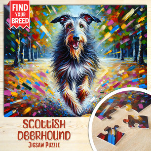Scottish Deerhound Dog Portrait Acrylic Art Print Jigsaw Puzzle