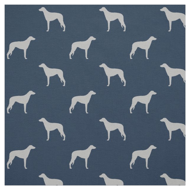 Scottish Deerhound Dog Silhouettes Patterned Fabric (Swatch)