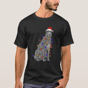 Scottish Deerhound Dog Wearing Christmas Hat Light T-Shirt
