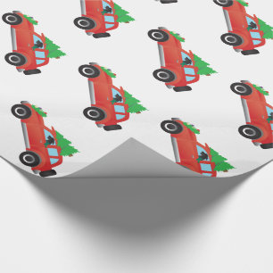 Scottish Deerhound driving car with Christmas tree Wrapping Paper
