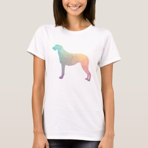 Scottish Deerhound Geometric Pattern Silhouette T_Shirt