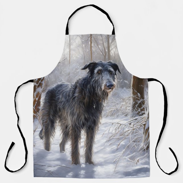 Scottish Deerhound Let It Snow Christmas Apron (Front)