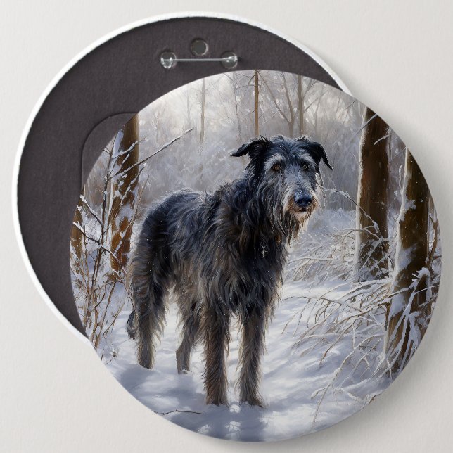 Scottish Deerhound Let It Snow Christmas Button (Front & Back)