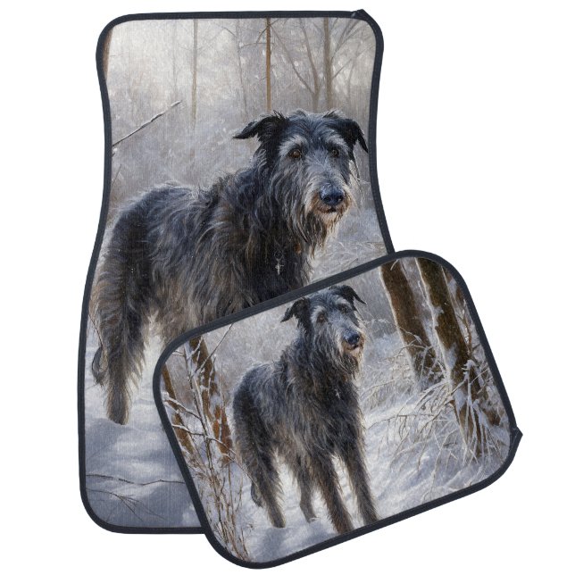 Scottish Deerhound Let It Snow Christmas Car Floor Mat (Set)