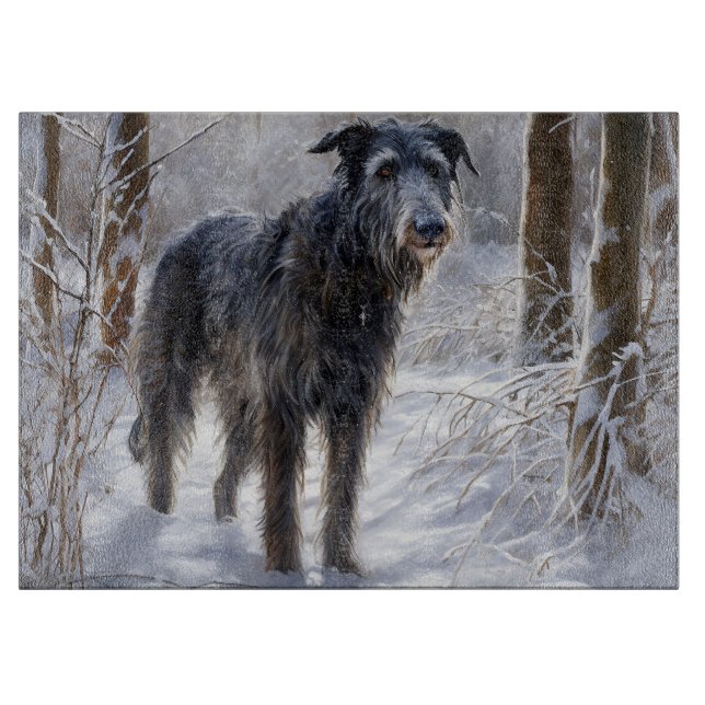 Scottish Deerhound Let It Snow Christmas Cutting Board (Front)