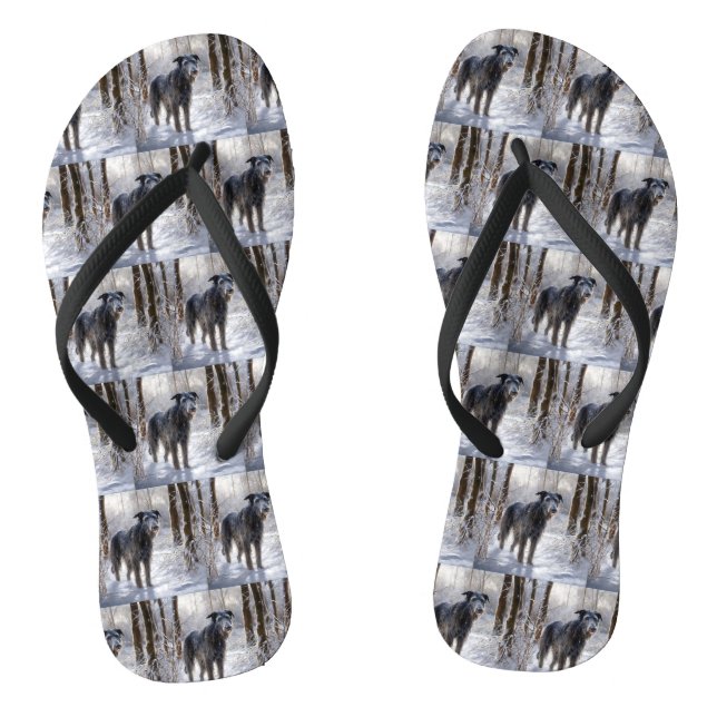 Scottish Deerhound Let It Snow Christmas Flip Flops (Footbed)