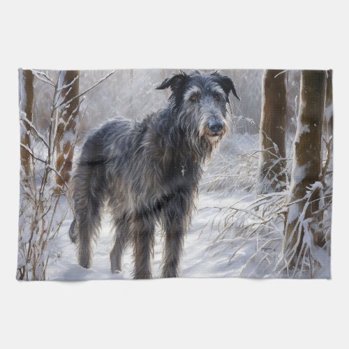 Scottish Deerhound Let It Snow Christmas Kitchen Towel