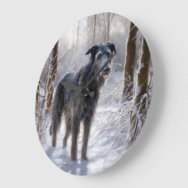 Scottish Deerhound Let It Snow Christmas Large Clock (Angle)