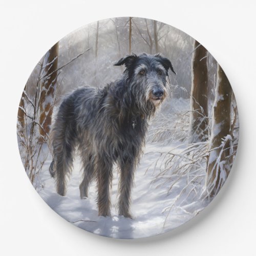 Scottish Deerhound Let It Snow Christmas Paper Plates