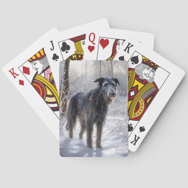 Scottish Deerhound Let It Snow Christmas Poker Cards (Back)