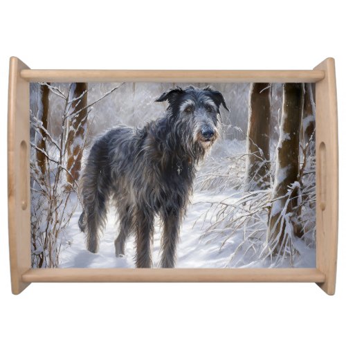 Scottish Deerhound Let It Snow Christmas Serving Tray