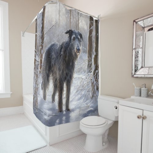 Scottish Deerhound Let It Snow Christmas Shower Curtain