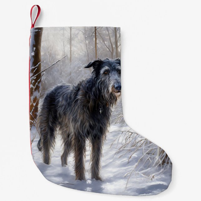 Scottish Deerhound Let It Snow Christmas Small Christmas Stocking (Front)