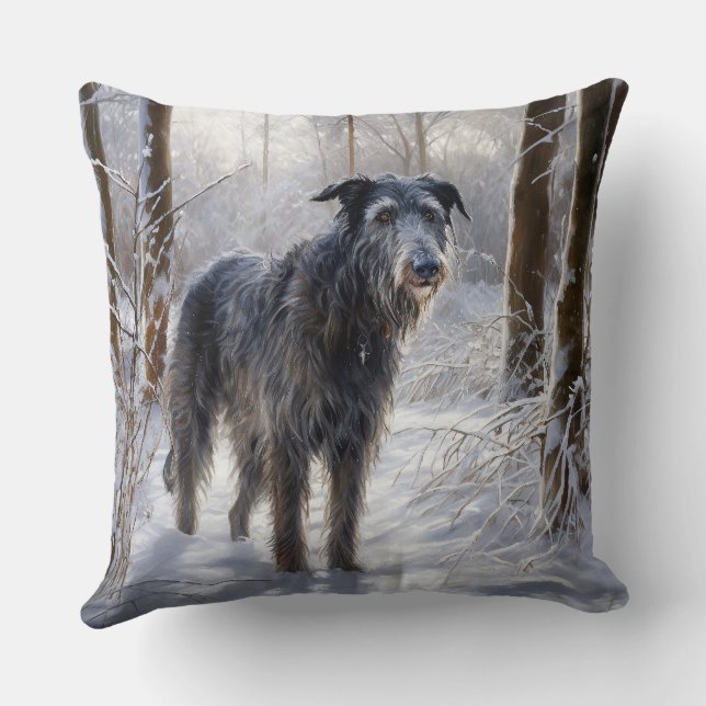 Scottish Deerhound Let It Snow Christmas Throw Pillow (Back)