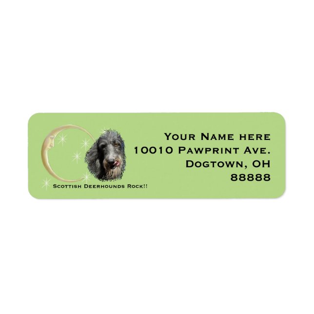 Scottish Deerhound, Moon and Stars Label (Front)