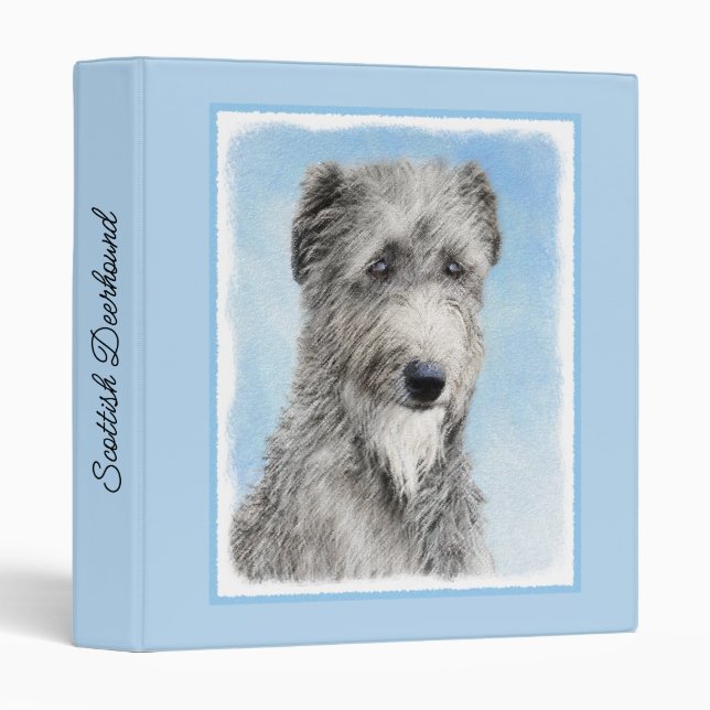 Scottish Deerhound Painting - Cute Original Dog Ar 3 Ring Binder (Front/Spine)