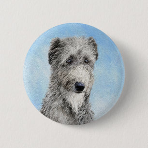 Scottish Deerhound Painting - Cute Original Dog Ar Button