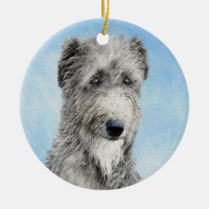 Scottish Deerhound Painting - Cute Original Dog Ar Ceramic Ornament