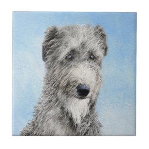 Scottish Deerhound Painting - Cute Original Dog Ar Ceramic Tile