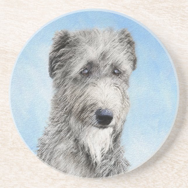 Scottish Deerhound Painting - Cute Original Dog Ar Coaster (Front)