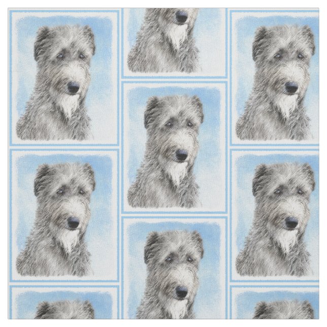 Scottish Deerhound Painting - Cute Original Dog Ar Fabric (Swatch)