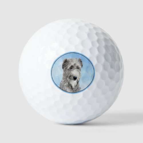Scottish Deerhound Painting _ Cute Original Dog Ar Golf Balls