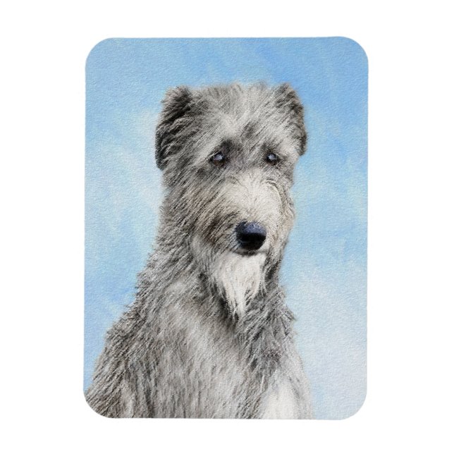 Scottish Deerhound Painting - Cute Original Dog Ar Magnet (Vertical)