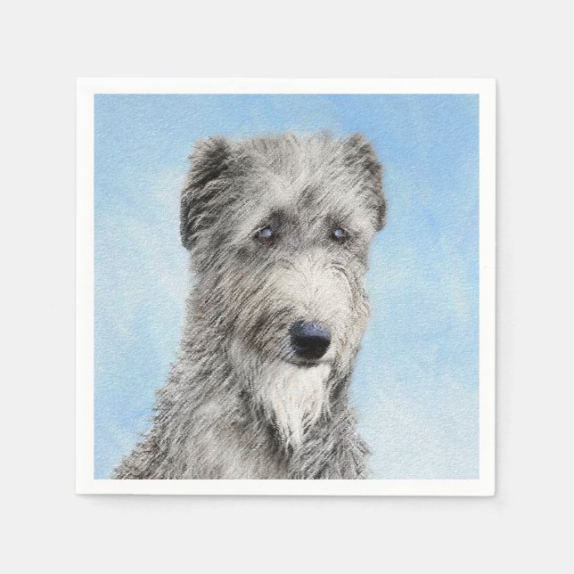Scottish Deerhound Painting - Cute Original Dog Ar Napkins (Front)
