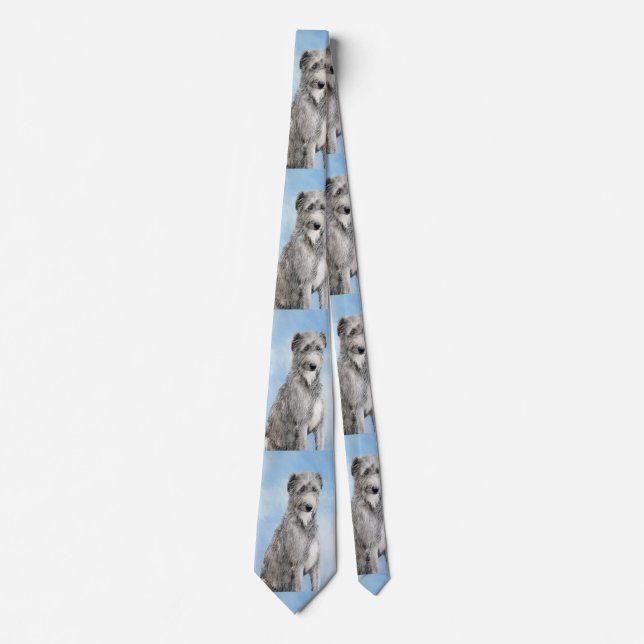 Scottish Deerhound Painting - Cute Original Dog Ar Neck Tie (Front)