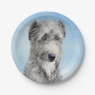Scottish Deerhound Painting - Cute Original Dog Ar Paper Plates