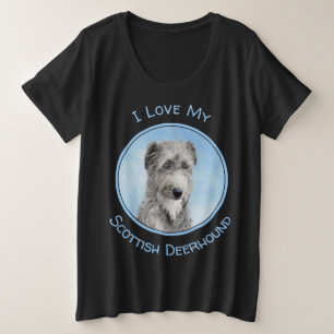 Scottish Deerhound Painting - Cute Original Dog Ar Plus Size T-Shirt