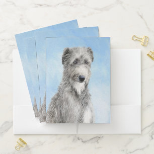 Scottish Deerhound Painting - Cute Original Dog Ar Pocket Folder