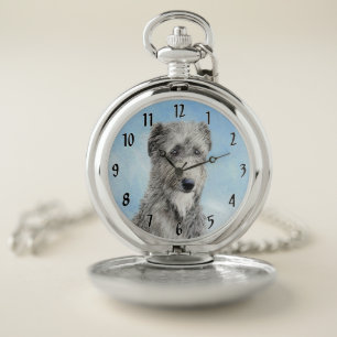 Scottish Deerhound Painting - Cute Original Dog Ar Pocket Watch