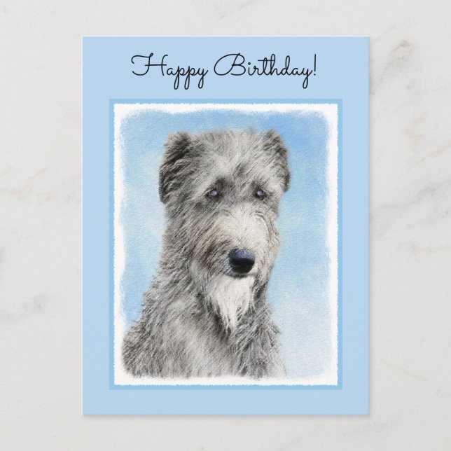 Scottish Deerhound Painting - Cute Original Dog Ar Postcard (Front)
