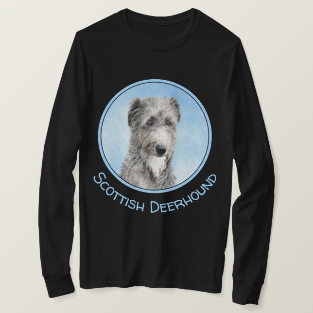 Scottish Deerhound Painting - Cute Original Dog Ar T-Shirt (Design Front)