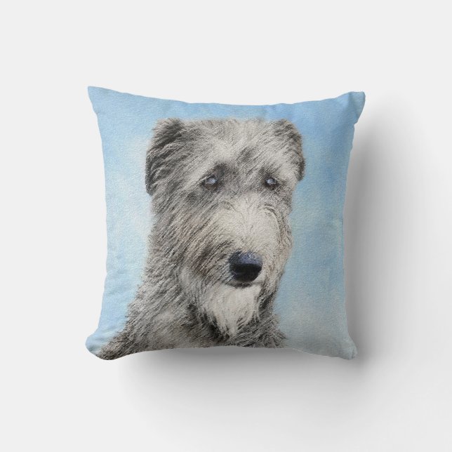 Scottish Deerhound Painting - Cute Original Dog Ar Throw Pillow (Front)