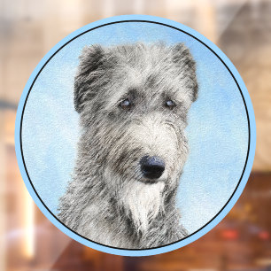 Scottish Deerhound Painting - Cute Original Dog Ar Window Cling