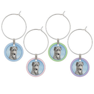 Scottish Deerhound Painting - Cute Original Dog Ar Wine Charm