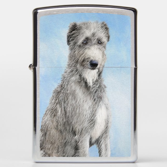 Scottish Deerhound Painting - Cute Original Dog Ar Zippo Lighter (Front)