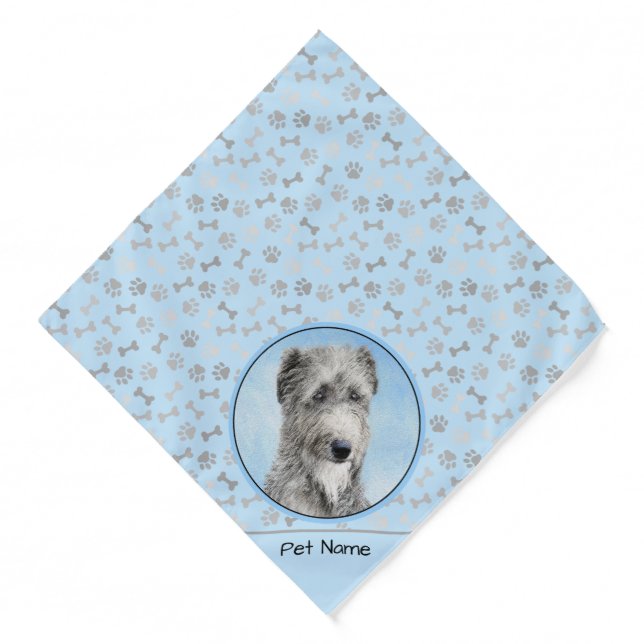 Scottish Deerhound Painting Grey Original Dog Art Bandana (Front)