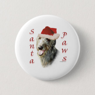 Scottish Deerhound Santa Paws Pinback Button