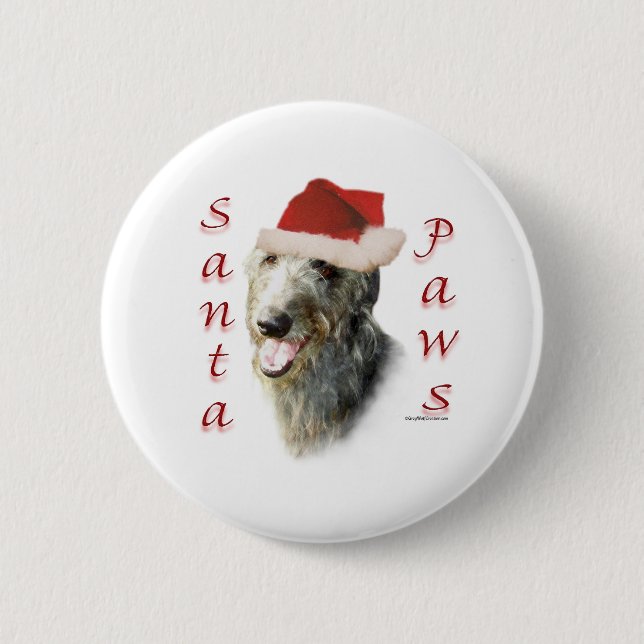 Scottish Deerhound Santa Paws Pinback Button (Front)